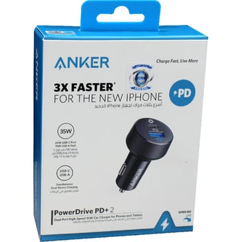 Anker PowerDrive PD+ 2 Car Charger, USB PD (Power Delivery), 35 Watts, Dual  USB (USB-A/