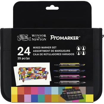 Winsor & Newton ProMarker Mixed Marker Set (24 Colors) Graphic Art