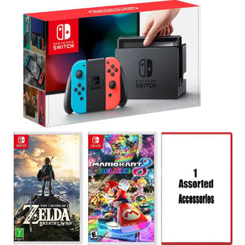 Nintendo Switch Joy-Con (Blue/Red) 32 GB Bundle with Legend of Zelda: The  Wild Breath;Mario Kart DLX 8;1 Accessory Grey/Black - Jarir Bookstore KSA