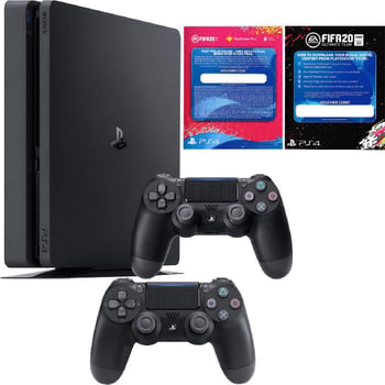 Sony PlayStation 4 PlayStation 4 Slim 1 TB with 4 Controller;PS Plus 14 Days;Fifa 20 Ultimate Team Voucher Black - Bookstore KSA