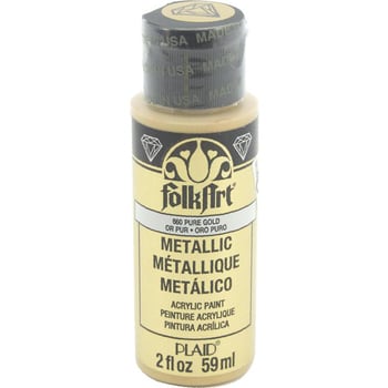 FolkArt Metallic Acrylic Craft Paint, Pure Gold, 2 fl oz