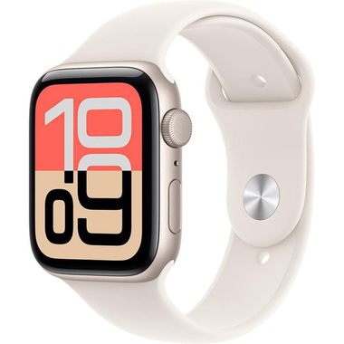 Apple Watch SE 3 44 Smartwatch, GPS, 44 mm, Starlight Aluminum Case, Starlight Sport Band, Small/Medium