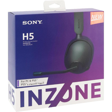 سوني انزون اتش 5 سماعة رأس  للالعاب، تقليل الضوضاء، (سلكي (اختياري‎/‎لاسلكي، يو اس  بي للشحن، مايكرفون ثنائي الاتجاه، اسود