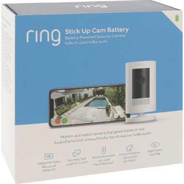 RING Stick Up Cam Battery Powered Security Camera, Wi-Fi, Works with Amazon Alexa, White