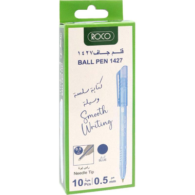 Roco 1425 Dry Ink Pen, Blue Ink Color, 0.5 mm, Ballpoint, 10 Pens