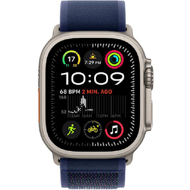 Apple Watch Ultra 2 Smartwatch, GPS + Cellular, 49 mm, Natural Titanium Case, Blue Trail Loop, Medium/Large