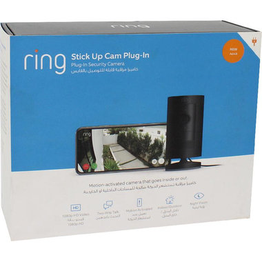RING Stick Up Cam Plug-in Security Cam, Bluetooth/Wi-Fi