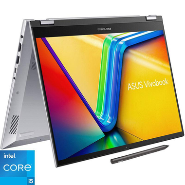 Asus Vivobook Flip 2-in-1 Laptop - Convertible, 14", Intel Core i5, 8 GB RAM, 512 GB PCIe NVMe M.2 SSD, Windows 11 Home, Foldable (with Stylus)