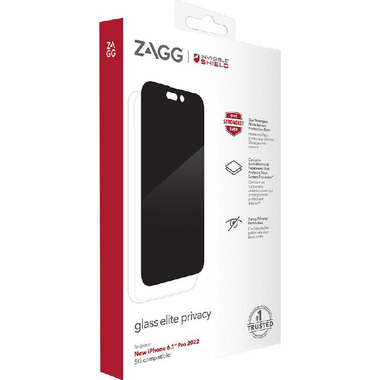 Zagg Invisible Shield Elite Privacy Edge Case Friendly Smartphone Screen Protector, for iPhone 14 Pro, Tempered Glass, 4-way Privacy Filter