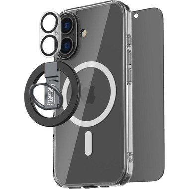 تيكبيك 4 في 1 بروتيكشن باك غلاف شفاف + زجاج حماية للخصوصية + واقي لعدسة الكاميرا + مغناطيسي مجموعة حافظة للهاتف الذكي، متوافق مع آيفون ‎17، شفاف