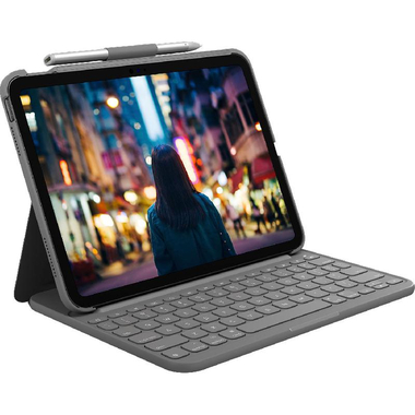 Logitech Slim Folio Tablet Keyboard Case, Bluetooth, for iPad A16/iPad 10.9 10th Gen, Graphite