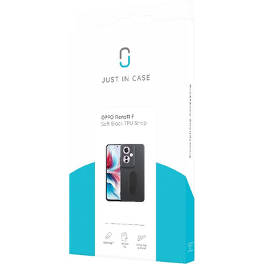 Just in Case Soft TPU Back Cover Mobile Case with Strap, for OPPO Reno11 F 5G, Black