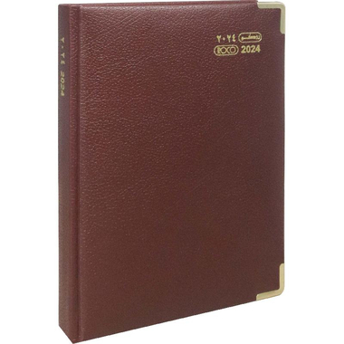 Roco 2024 Daily Diary, Gregorian/Hijri Weekly, Burgundy, A5