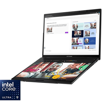اسوس زينبوك ديو لابتوب، الذكاء الاصطناعي، 14 بوصة، معالج انتل كور ألترا 9، 32 جيجابايت رام، 2‎ TB M.2‎ PCIe NVMe ‎4‎.0‎ SSD، ويندوز 11 هوم، انتل آرك جرافيكس،