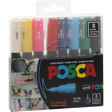Uni Posca PC-1M Basic Graphic Art Marker, Assorted Color, Round Tip