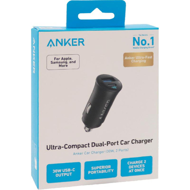 Anker 30W Car Charger with PPS Technology, PowerIQ, 30 Watts, Dual USB (USB-A/USB-C), Black