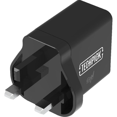 Techpick 45W PD3.0 Wall Charger, Fast Battery Charging, 45 Watts, Dual USB (USB-A/USB-C), Black