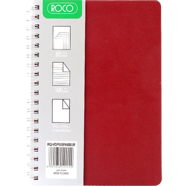 Roco Notebook, Leatherette, 11.3 X 16.3 cm, 80 Sheets, Lined, Burgundy