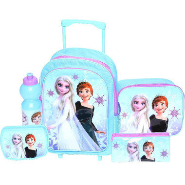 Disney Frozen 5-in-1 Value Set Trolley Bag with Accessory, Blue/Purple