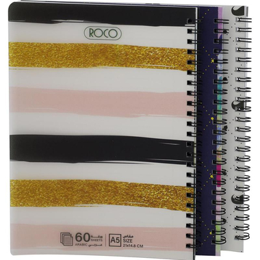 Roco Notebook, Arabic Opening - Pack of 3, A5, 120 Pages (60 Sheets), Single Ruled (Arabic), Assorted Prints