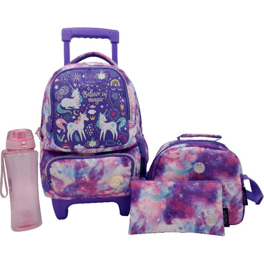Atrium Unicorn Classic 4-in-1 Value Set Trolley Bag with Accessory, Purple