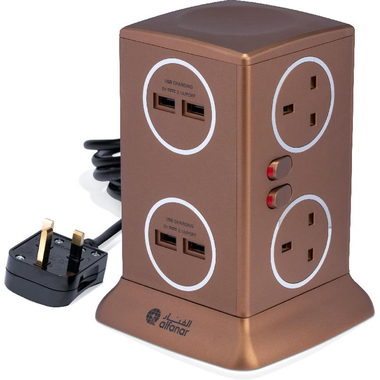 الفنار عمود توصيلة كهرباء متعددة المنافذ وصلة كهرباء، 6 منافذ ، 4 يو اس بي، 3.00 م