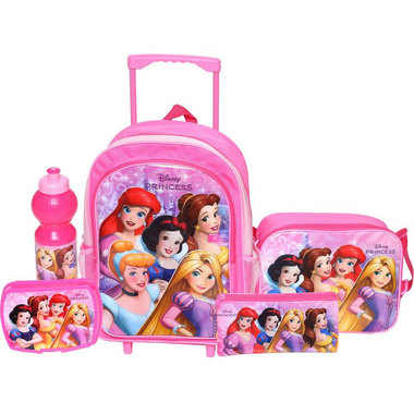 Disney Princess 5-in-1 Value Set Trolley Bag with Accessory, Pink
