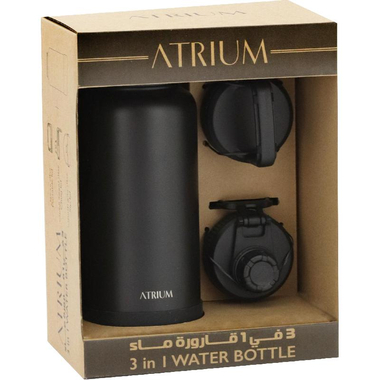 Atrium Tumbler, Double Wall Vacuum with 3 Kinds of Caps, Hot/Cold, 500.00 ml ( 17.60 oz ), Black