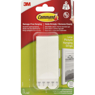 3M Command Adhesive Back Fastener, Strips, 1.8 X 7.8 cm, White