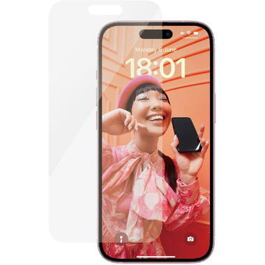 PanzerGlass Classic Fit Smartphone Screen Protector, Tempered Glass, Clear, for iPhone 15