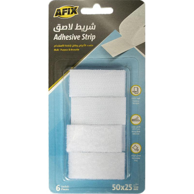 Royal Falcon Afix Adhesive Back Fastener, Strips, 25 X 50 mm, White