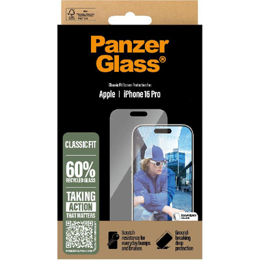 PanzerGlass Classic Fit Smartphone Screen Protector
               Tempered Glass, Clear, for iPhone 16 Pro 2