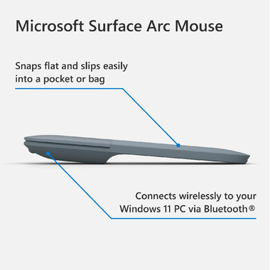 Microsoft Surface Arc Mouse, Bluetooth, Optical, Black