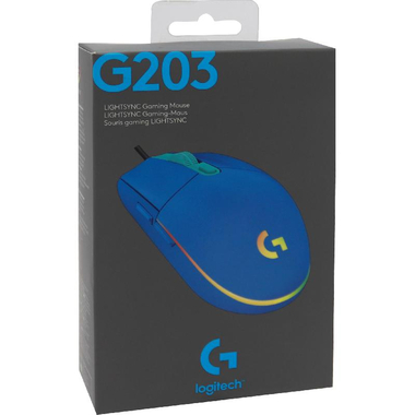 Logitech G203 LIGHTSYNC RGB Gaming Mouse, Wired, Optical, Blue