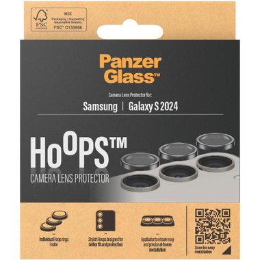 بانزر جلاس هوبز (حماية عدسة الكاميرا (حلقة فردية ملحقات كاميرا الهاتف الذكي، متوافق مع سامسونج جالكسي S24، اسود