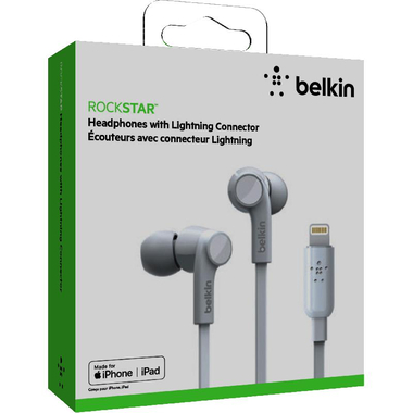 بيلكن روكستار سماعات أذن داخلية، سلكي، لايتنينج، ميكروفون مدمج، ابيض