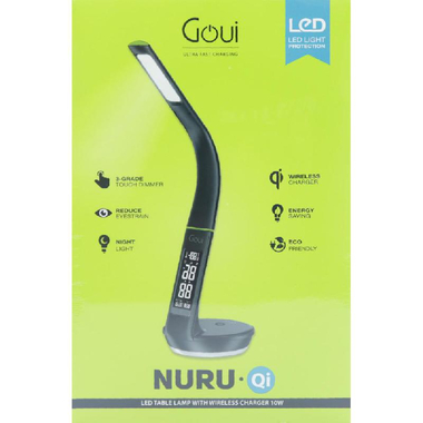 Goui Nuru Qi LED Table Lamp with Wireless Charger, 10 Watts, Black