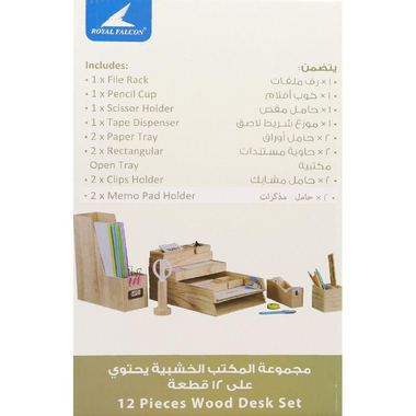 رويال فالكون مجموعة مكتب، 12 جزء، خشب باولونيا ‎/‎ معدن / فينيل، خشب طبيعي