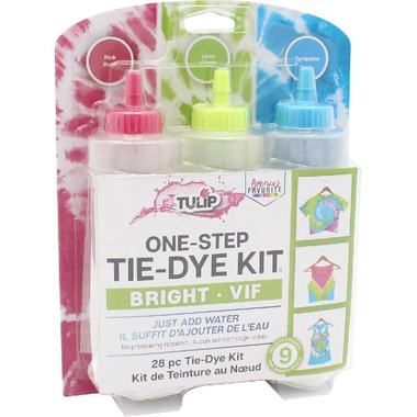 توليب مجموعة ون ستيب تاي داي ساطع صبغة قماش، فيروزي‎/‎جيري/وردي، 3 ألوان 28 قطعة