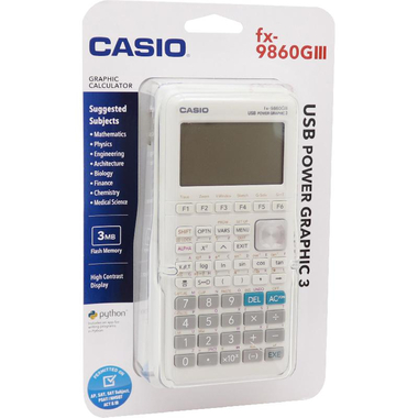 Casio fx-9860 GIII Graphic Calculator, 21 Digit, 8-line 3 Color Dot Matrix (64 X 128 Dots), Grey