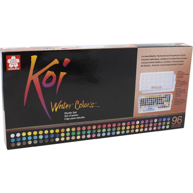 Sakura Koi Pocket Field Sketch Box Watercolor Set, 96 Colors + 1 Water Brushes;Palette