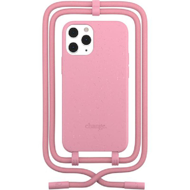 Woodcessories 2-in-1 Bio Case Back Cover Mobile Case with Cord, for iPhone 12/iPhone 12 Pro, Coral Pink