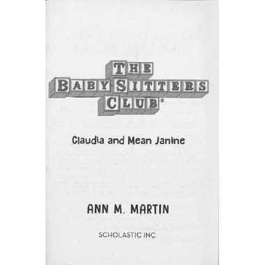The Baby-Sitters Club: Claudia and Mean Janine, Book 7 (Netflix)