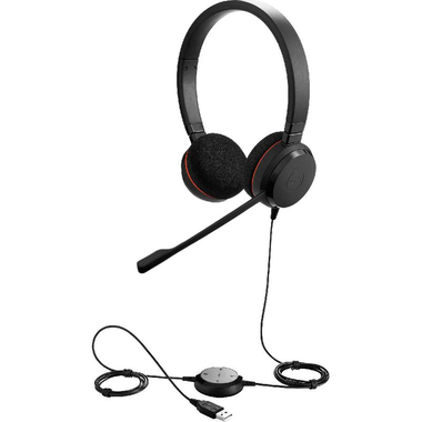 Jabra Evolve 20 On-Ear Headphones, Wired, USB, Rotating Microphone, Black