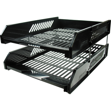 Letter Tray, 2 Tiers, A4, ABS PC Material, Black