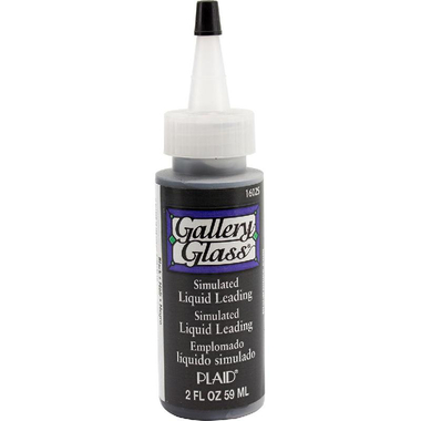 Plaid Gallery Glass Painting Simulated Liquid Leading, Black, 2.00 oz ( 56.83 ml ),