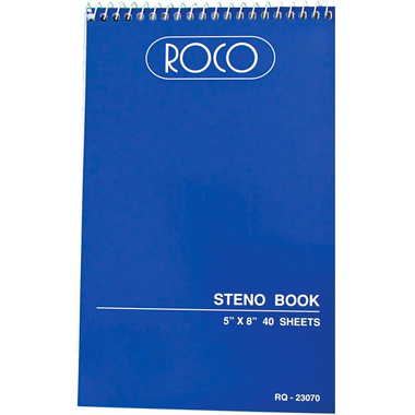 Roco Steno Notebook, 5 X 8 in, 80 Pages (40 Sheets), Gregg Ruled, Blue