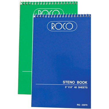 Roco Steno Notebook, 5 X 8 in, 80 Pages (40 Sheets), Gregg Ruled, Blue