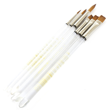 Short Handle Artist Brush, Gold Taklon, 3 Rounds;3 Flats, for Watercolor and Acrylic, Round: 2;4;10, Flat: 6;10;12, 6 Pieces