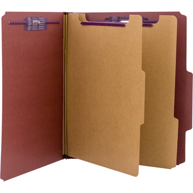 Smead Classification Folder, Letter, Folder: 2" Prong, Divider: 1" Twin Prong, 2 Dividers, Red